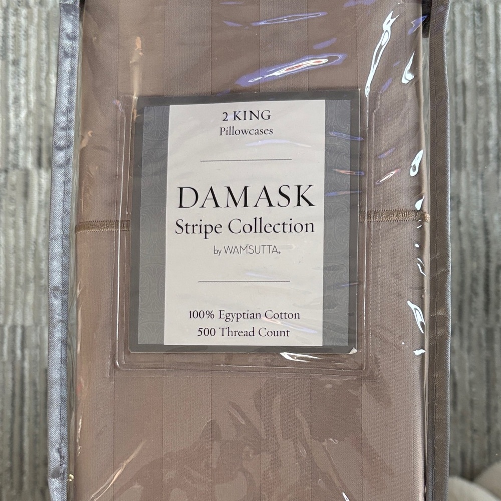 Wamsutta Damask Stripe Collection King Pillowcases in linen color